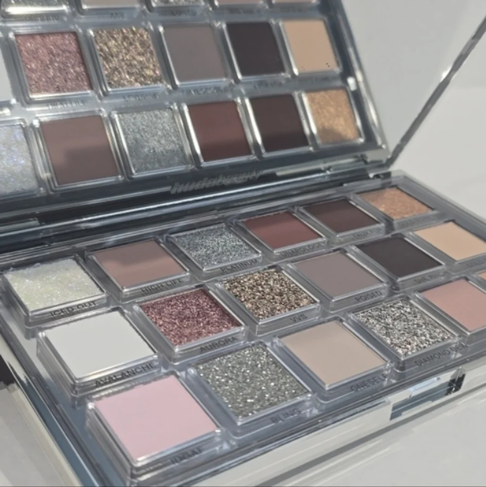 Huda Beauty Icy Nude Glamorous Eyeshadow Palette with Silver and Brown Shades - Picture 1 of 5